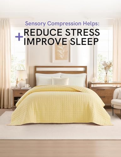 YnM 12lbs Weighted Blanket for Adults, Heavy Bed Throw Blanket with Cooling Glass Beads for All Season Use, Ideal for ~110lbs (60x80 Inches, Queen, Pastel Yellow) - Image 2