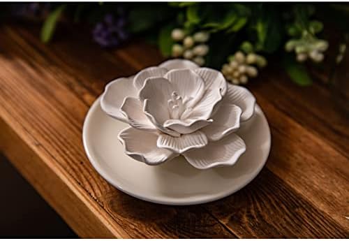 Essential Oil Passive Flower Diffuser -Non-Electric Porcelain Aromatherapy Diffusers for Small Mini Room, Desk Decorative, Bathroom (Hibiscus) - Image 5