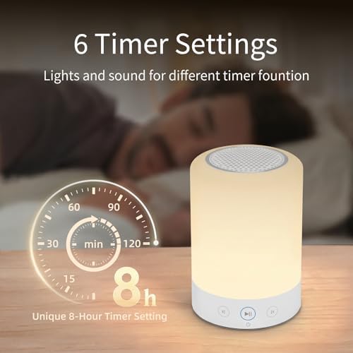 Night Lights, White Noise Machine – 20 Non-Looping Sleep Sounds, Rechargeable Battery, Touch Control, 6 Timers & Memory Function | Portable Sound Machine for Baby, Adults, Nursery, Travel - Image 4