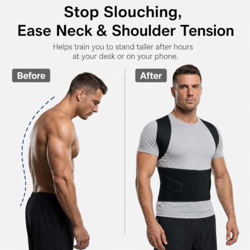 Full Back Posture Corrector for Men – Pull-Back System Posture Brace – Wide Soft Straps, Breathable Mesh, Adjustable Support for Slouching, Rounded Shoulders & Upper Spine Pain Relief - Image 2