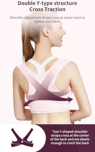 Posture Corrector for Women, Back Brace for Women, Adjustable Lightweight Upper Back Brace, Back Posture Corrector for Neck, Shoulder, Upper & Lower Back Pain Relief, Invisible Under Clothes (Pink, Large) - Image 2
