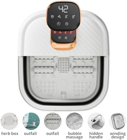 Folding Foot Spa with Heat - Collapsible Foot Bath Massager with Temp Control Touchscreen, Manual Massage Rollers, Space Saving Foot Tub, Pedicure Spa for Home, Office, Relaxation Gift for Men & Women - Image 6