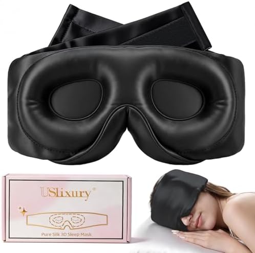 USlixury® 3D Contoured Silk Sleep Mask – Total Blackout, Zero Eye Pressure by USLixury