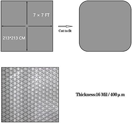 Hot Tub Bubble Blanket - 7 x 7 FT 16-Mil Square Pool Spa Solar Cover | Heavy Duty Floating Heat Retaining Thermal Blanket for Insulating Solar Heating （Gray - Image 6