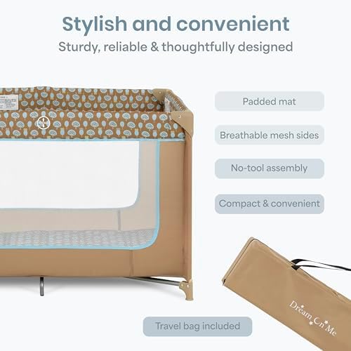 Dream On Me Zodiak Portable Playard, Compact for Travel, Carry Bag, Coffee/Blue - Image 6