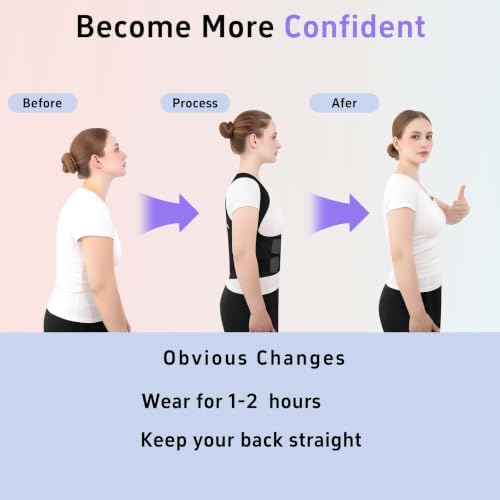 Posture Corrector for Women and Men Back Brace Straightener Pain Relief Back Support Lightweight Adjustable Hump Scoliosis Traction Correction Helps Reduce Upper Hunchback Slouching Kyphosis Black Medium - Image 6
