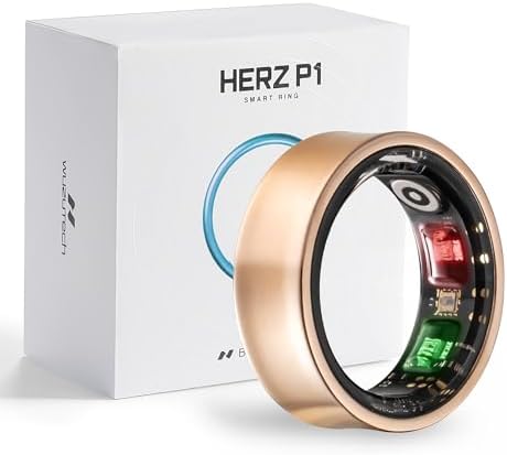 Herz P1 Smart Ring for Women & Men - (Size 6) 24/7 Health Metrics Fitness Ring, Tracks 20+ Biometrics, 6 Day Battery Life, Waterproof Stainless Steel, Free APP for iOS Android, No Subscription by WuzuTech