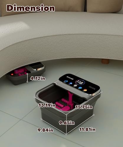 OOAMBB Collapsible Foot Spa with Heat, Bubble,Temp Control,Remote Control, Color Touch Screen Foot Bath Massager with 6 Massage Rollers,Foot Soaking Tub,Pedicure Foot spa for Stress Relief (Deep Grey) - Image 6