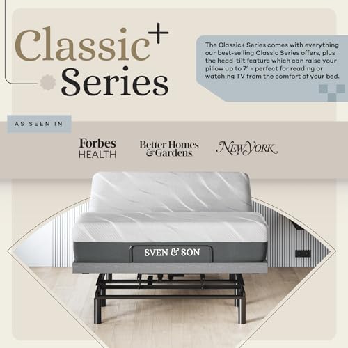 Sven & Son Harmony Adjustable Bed Base, Head and Foot Lift, Massage, Under-Bed Lights, USB, Gel Memory, Zero Gravity Smart Frame - Full + 12 inch Memory Foam Matt (Medium) - Image 2