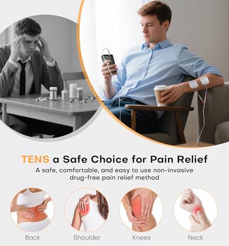 TENS EMS Muscle Stimulator Unit, FDA Cleared 48 Modes 4 Outputs with 16 Electrode Pads (2"x2") for Pain Relief in Shoulder, Neck, Back & Sciatica, Electronic Pulse Massager for Physical Therapy - Image 3