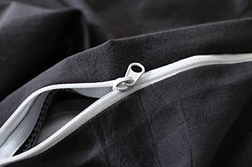 F.Y.Dreams 100% Washed Cotton Duvet Cover for Weighted Blanket 60x80 inches with 16 Ties, Zipper on Long Side/Black Grey/Just Duvet Cover - Image 4