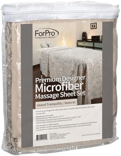 ForPro Designer Microfiber 3-Piece Massage Sheet Set, Island Natural - Image 4