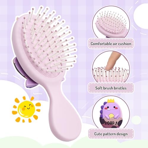 Toddler Detangler Brush - Mini Massage Brush for Kids with Air Cushion - For Thin Hair of Boys and Girls - Purple - Image 3