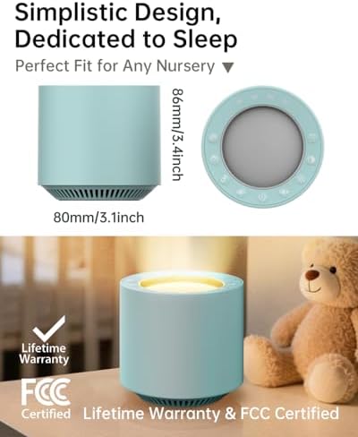 Sleep Sound Machine: Red Light Therapy White Noise Sound Machine with 38 Soothing Sounds & Calming Womb Soother, Memory Function, Dimmable Nursery Night Light with Timer for Baby Adult Gift (Slate) - Image 7