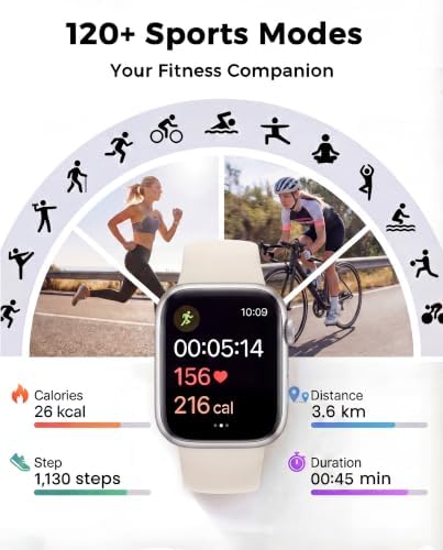 Smart Watch, Fitness Watch for Women Men with 24/7 Heart Rate/Blood Pressure Monitor,Pedometer, Sleep Tracker, 120+ Sport Modes, IP68 Waterproof Activity&Fitness Tracker Compatible with Android iPhone - Image 3