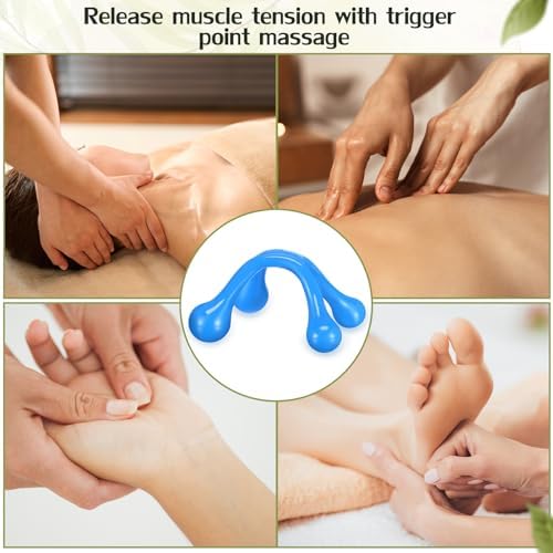 Liliful 9Pcs Palm Massage Tool Handheld 4 Point Deep Tissue Massager, Blue - Image 3