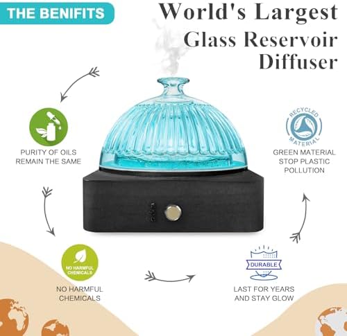 Glass Dome Essential Oil Diffuser with Glass Reservoir & Wood Base-Plastic Free, 200ml Ultrasonic Diffuser for Aromatherapy with Timer 7 Color Light Auto-Off for Home Office Yoga Dark Brown - Image 7