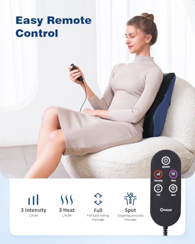 KNQZE Back Massager for Pain Relief Deep Tissue, Shiatsu Walking Massage with Heat for Neck, Shoulder, Leg, Rolling Lower Back Massager for Chair with 3 Intensities, Gifts for Men Women Mom Dad - Image 5