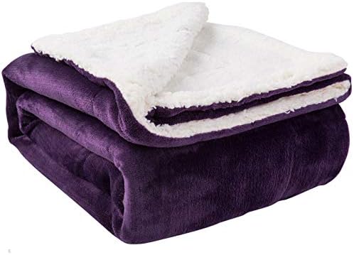 NANPiper Sherpa Blanket - Twin Size Thick Velvet Plush Reversible Bed Blanket for Winter - Purple (60"x80") by NANPIPER