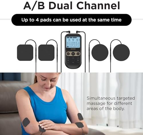 4 in 1 - D.I.Y & Tens Unit & EMS & Massage Muscle Stimulator, Dual Channel TENS Units Therapy Machine for Pain Relief, FDA Cleared Rechargeable Electronic Pulse Massager,with 12pcs Electrode Pads - Image 5