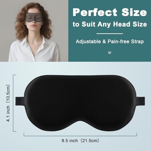 Sleep Mask for Side Sleeper Women Men, Eye Mask for Sleeping Light Blocking, 3D Contoured Cup Sleeping Mask, Soft Breathable Sleep Eye Mask with Adjustable Elastic Strap for Travel (Black01) - Image 2