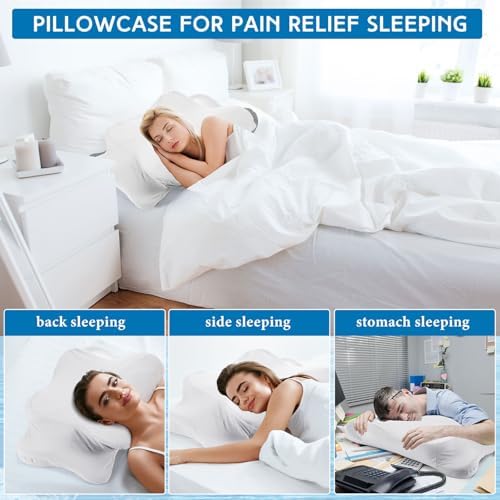 Hahafelt Cooling Cervical Pillowcase Cover with Envelope Closure (Only Pillow Case) Ergonomic Neck Pillowcase Smooth Soft Cool Pillow Cover for Side Back Stomach Sleepers(White,Standard Size) - Image 5