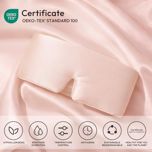 100% Pure Mulberry Silk Sleep Mask – Luxury Ultra Soft Light Blocking Eye Mask with Face-Hugging Fit & Adjustable Strap for Deep Sleep, Travel & Relaxation (Pink) - Image 5