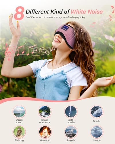 LC-dolida Sleep Headphones, White Noise Bluetooth Sleep Mask 3D Wireless Eye Mask Sleeping with Timing, Sleep Mask with Bluetooth Headphones for Side Sleepers Travel Yoga - Image 3