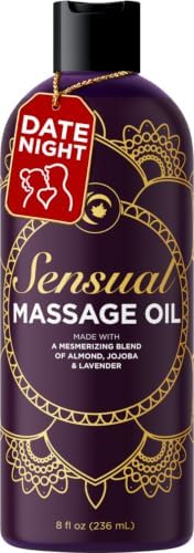 Aromatherapy Sensual Massage Oil for Couples - Relaxing Lavender Massaging Oil for Massage Therapy with Vitamin E Jojoba & Sweet Almond - Naturally Scented Vegan Non GMO & Gluten Free (8 Fl Oz) by MapleHolistics
