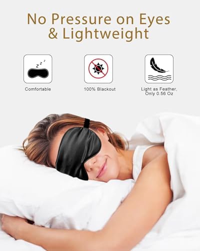 4 Pack Silk Sleep Mask, Blackout Eye Mask with Adjustable Strap - Image 3