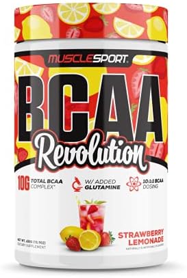 Musclesport BCAA Revolution Amino Acid Powder Supplement for Men & Women - Intra Workout Training Complex - Recovery Supplemen (Strawberry Lemonade, 30 Servings) by Musclesport