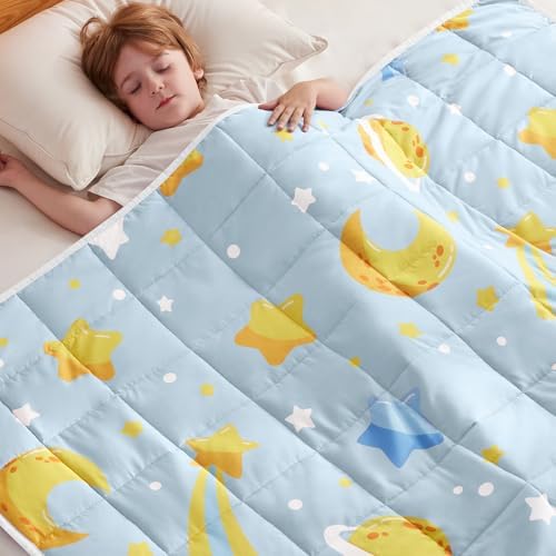 anfie Weighted Blanket(36"x48" 5lbs) Weighted Blanket Cooling Blanket for Resting,Throw Size Breathable Blanket with Premium Glass Bead(Light Blue Moon) by anfie