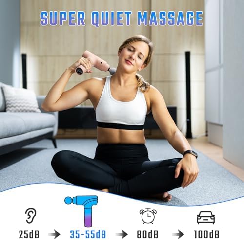 cotsoco Massage Gun Deep Tissue, Muscle Massage Gun with 9 Attachment Heads, 20 Speeds & Silent Brushless Motor for Pain Relief, Handheld Percussion Back Massager Gun (Pink) - Image 4