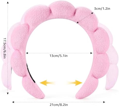 Ztomine Spa Headbands for Washing Face or Facial, Set of 2 Skincare Headbands, Terry Cloth Headband Wash Combo Pack - Puffy Makeup Washing, Mask, Skin Treatment (Black & Pink) - Image 2