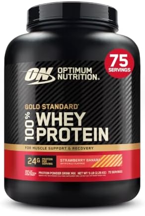 Optimum Nutrition Gold Standard Whey Protein Powder, Strawberry Banana, 5LB by OPTIMUMNUTRITION