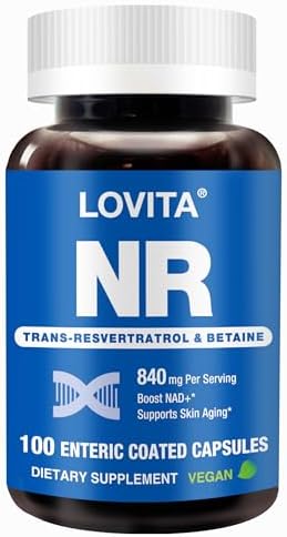 LOVITA NAD+ Supplement NR, 840 mg, 100 Enteric-Coated Vegan Capsules by LOVITA