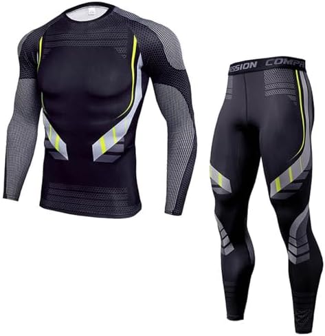 OEBLD Men's Workout Compression Clothes Long Sleeve Compression Shirts and Pants Thermal Base Layer Set by OEBLD