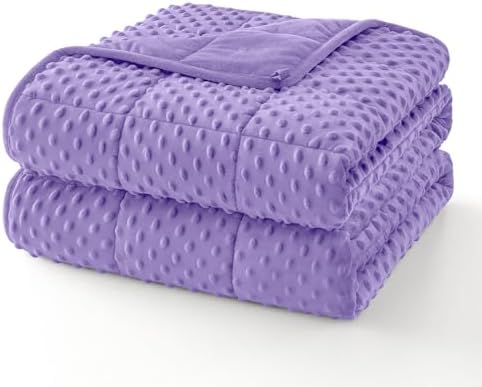 Topcee Weighted Blanket for Adults (15lbs 60"x80"), Minky Dots Heavy Blanket for Woman, Man Sleeping, Soft, Cozy and Cooling Weighted Throw Blankets, Machine Washable, Purple by Topcee%E2%80%94ForYourGoodSleep