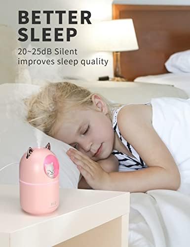 Cool Mist Humidifier,300ml Mini Humidifiers with Night Light,Waterless Auto-Off Air Humidifier,20dB Quiet Humidifiers for Bedroom,Car, Plant for Girl Boy - Image 3