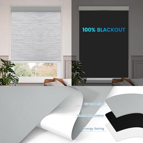 Motorized 100% Blackout Roller Shades – Custom Smart Blinds with Remote Control, Rechargeable Battery or Plug-in Motor, Tuya WiFi Optional, Home & Office Automatic Window Shades (Vibeke Greige/CH9427) - Image 4