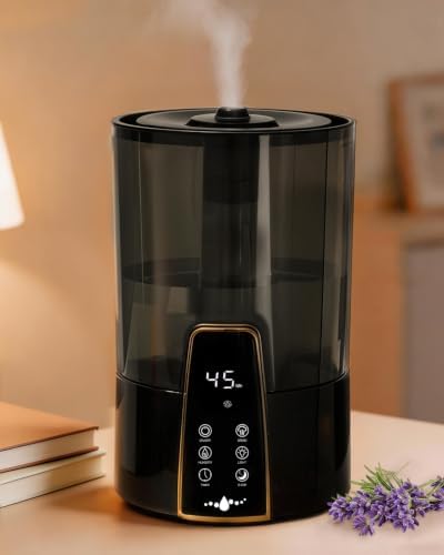 YOKEKON Humidifiers for Bedroom,1.06Gal(4L) Dishwasher Safe Design,Easy to Clean,Stay Clean Material,Top Fill,Night Light,Aroma Diffuser,Humidity,Timer,Sleep Mode,3 Level Mist,360° Nozzle,Home,Black by LeaderofLightLuxuryHomeAppliances