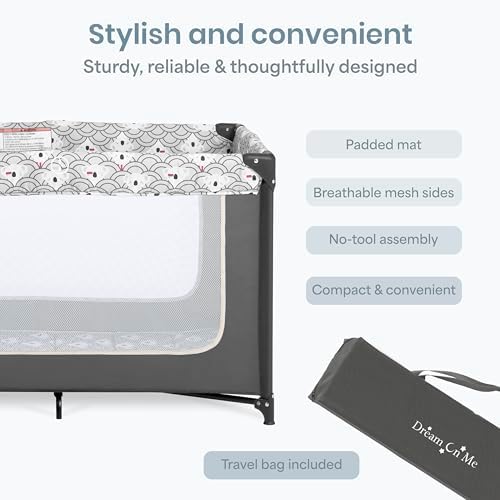 Dream On Me Zodiak Portable Playard, Compact for Travel, Carry Bag, Gray - Image 5