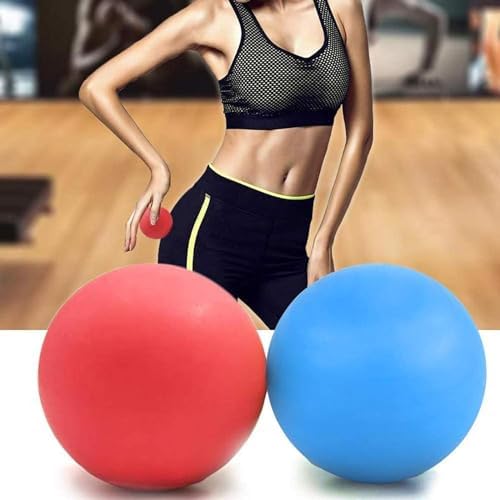 WOVTE Massage Lacrosse Ball for Sore Muscles, Shoulders, Neck, Back, Foot, Body, Deep Tissue, Trigger Point, Muscle Knots, Yoga and Myofascial Release (Blue) (Blue Red) - Image 6