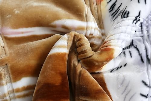 Nestl 12 Lbs Velvet Fleece Blanket for Winter - 2 Ply Heavy & Warm Korean Style Bed Blanket - Reversible Printed Raschel King Size Blanket - Wrinkle & Fade Resistant - 87 x 94 Inches - Tiger - Image 4
