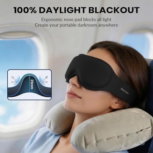 Maximum Blackout Sleep Mask for Deep Sleep, 3D Eye Mask with Spacious Eye Cups, Zero Eye Pressure, Long Eyelash & Lash Extension Friendly, Eye Cover for Travel/Shift Work/Daytime Sleep, Black - Image 5