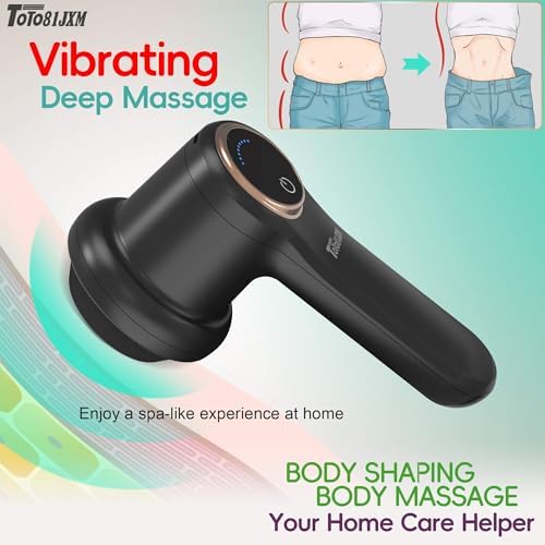TOTO81JXM Handheld Cellulite Massager, Body Sculpting Machine, Lymphatic Drainage Device, Lipo Massage Roller for Stomach Belly Butt Arms Legs, Vibrating Massage Home Use Cordless & Mini (Black) - Image 4