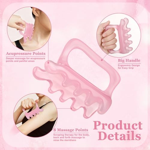 ProSuites 2Pack Fascia Massage Tool,Fascia Blaster for Cellulite Release Pink Resin Body Gua Sha Tool for Waist,Back,Legs,Face - Image 2