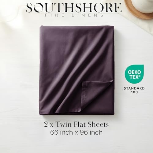Twin Flat Sheets Only 2 Pack Microfiber Oversized Soft Hotel Quality Purple - Image 2