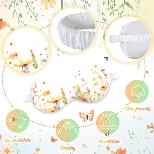 Cuffbow 6 Pack Fuzzy Sleep Masks Plush Eye Mask,Flowers,Colorful - Image 3