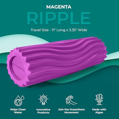 Oceanfoam Ripple Travel Foam Roller (11" x 3.35") Firm Mini Foam Roller for Physical Therapy, Deep Tissue Massage, Back Pain - High Density, Ergonomic Wave Textured - Yoga, Pilates, Exercise (Magenta) - Image 5